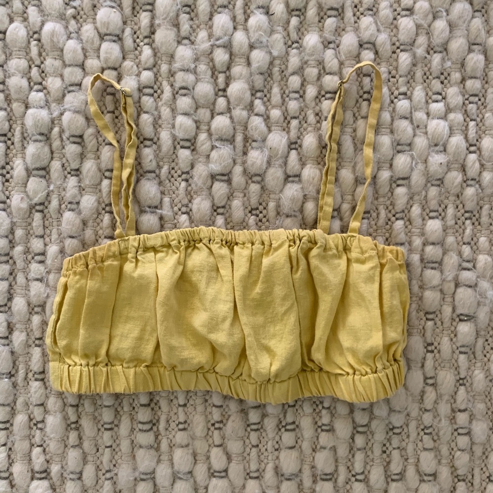 Kepola Yellow Ruched Crop Top